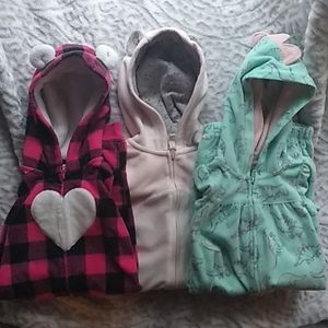 Carter's hooded one piece sleep and play outfits